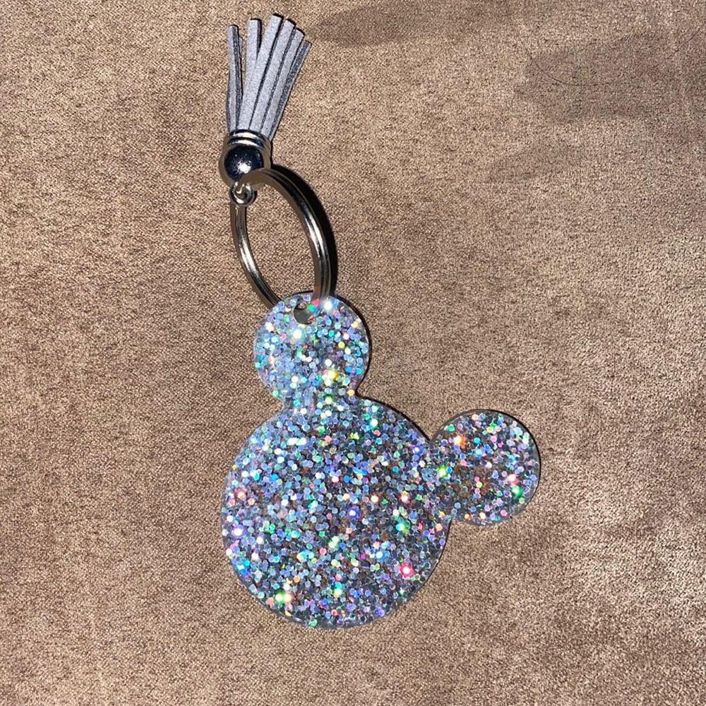 A silver resin handmade key chain